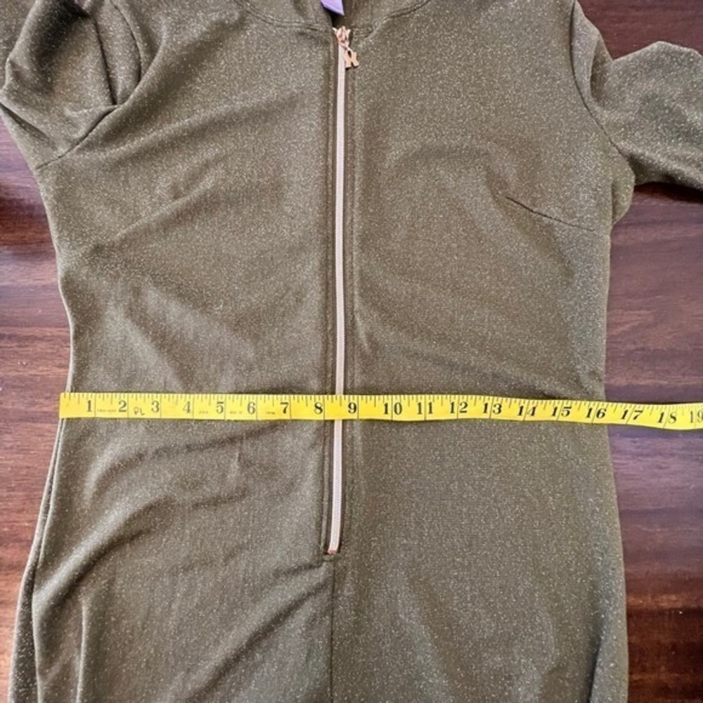 Savage X Fenty Womens Metallic Hooded Jumpsuit Olive Green Shimmer One Piece M - Picture 10 of 15